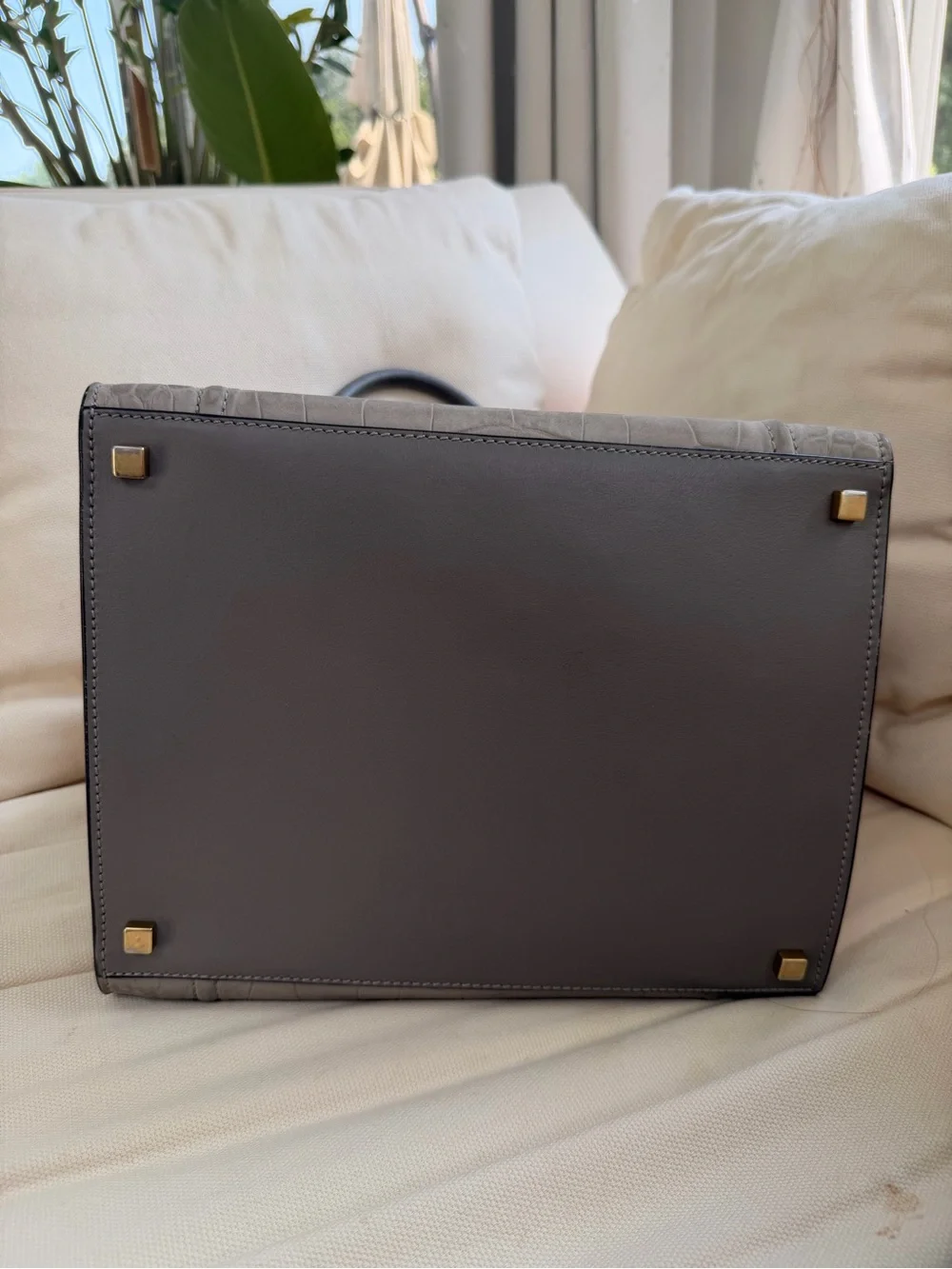 Celine Nubuck Gray Croc-Embossed Phantom Luggage